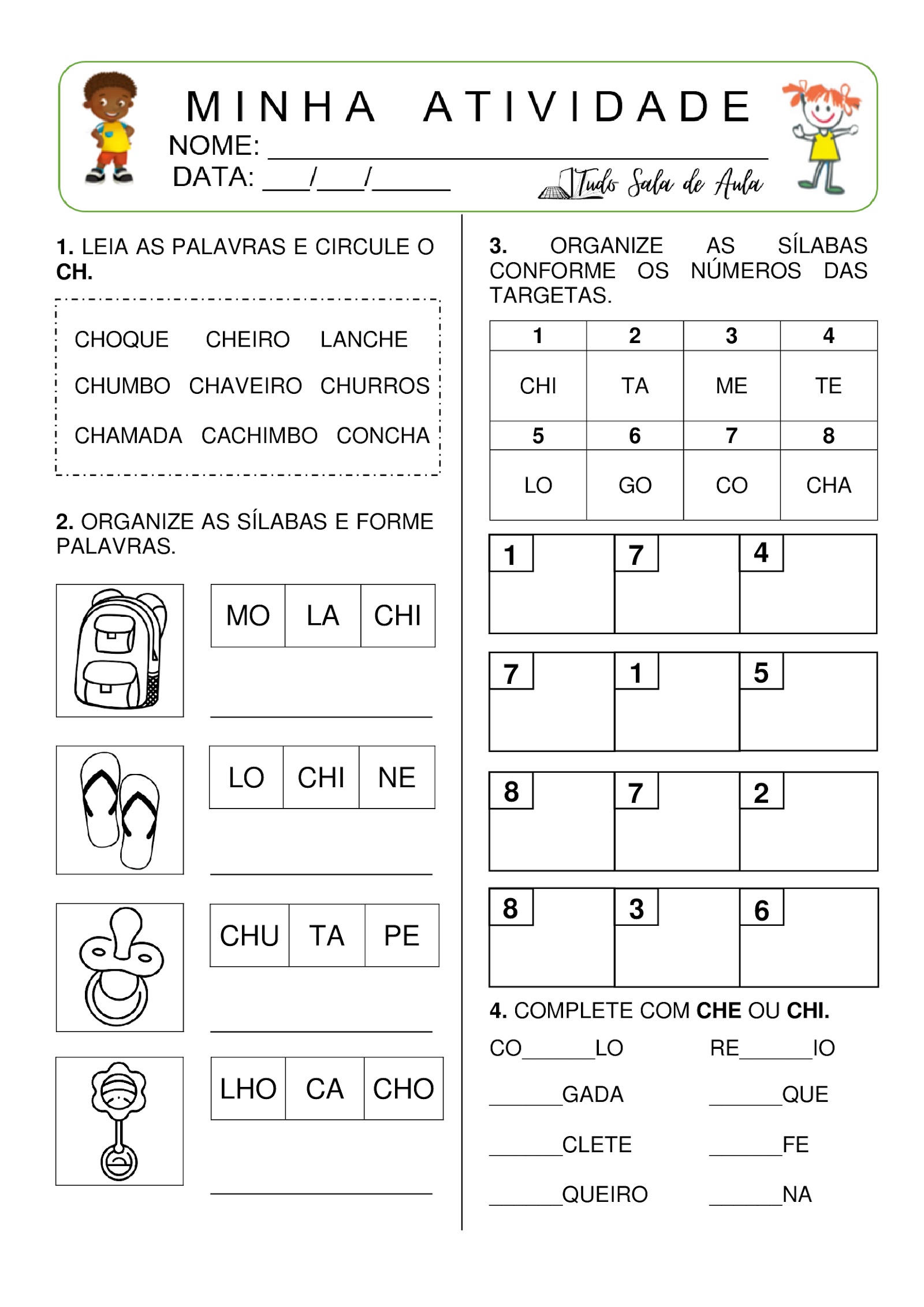 Atividades com CH - Educação Infantil